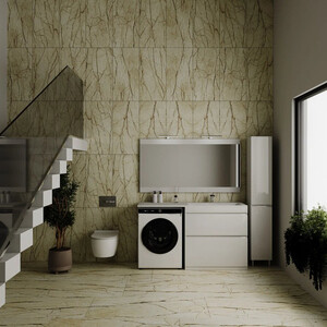 Мебель для ванной Style line Даллас Люкс 88 (150R) напольная, под стиральную машину, белая