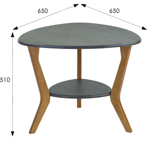 Стол журнальный Мебелик BeautyStyle 15 серый бетон, бук (П0005952)