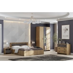 Кровать SV - мебель МСП 1 140х200 дуб золотой/камень темный