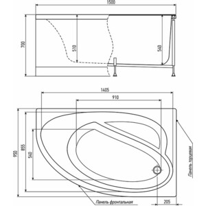 Акриловая ванна Timo Iva 150х95 правая, с каркасом и панелью (IVA1595R, KTIVA15, FPIVA15R)
