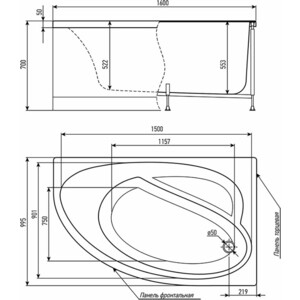 Акриловая ванна Timo Iva 160х100 правая, с каркасом и панелью (IVA1610R, KTIVA16, FPIVA16R)