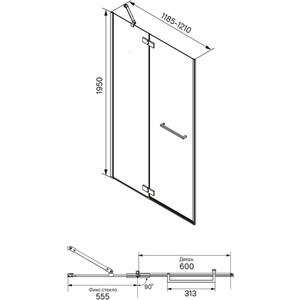 Душевая дверь IDDIS Slide 120х195 прозрачная, хром (SLI6CH2i69)
