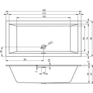Акриловая ванна Riho Rething Cubic 190x90 (B109001005)