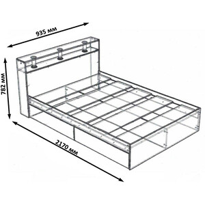 Кровать СВК Камелия 90х200 дуб сонома (1024032)