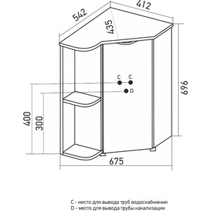 Мебель для ванной Mixline Корнер 68 угловая левая, дуб