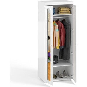 Шкаф для одежды ОЛМЕКО Афина АФ-48 с зеркальными дверьми, белое дерево