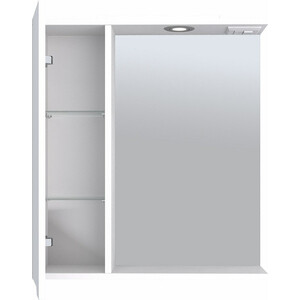 Зеркало-шкаф Emmy Агата 65х70 левый, с подсветкой, белый (agt65mir1-l)