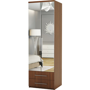 Шкаф для одежды с ящиками Шарм-Дизайн Комфорт МШЯ-21 90х60 с зеркалами, орех
