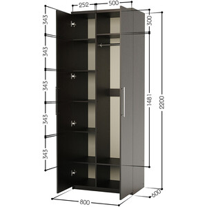 Шкаф комбинированный Шарм-Дизайн Комфорт МК-22 80х60 с зеркалом, венге
