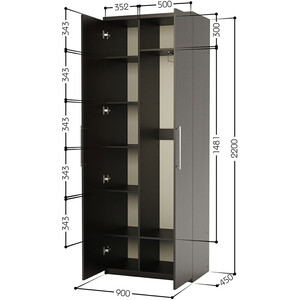 Шкаф комбинированный Шарм-Дизайн Комфорт МК-22 90х45 с зеркалом, венге