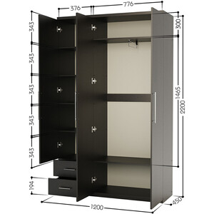 Шкаф трехдверный Шарм-Дизайн Комфорт МКЯ-32/1 120х45 с зеркалом, венге