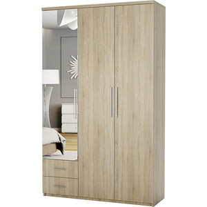 Шкаф трехдверный Шарм-Дизайн Комфорт МКЯ-32/1 105х60 с зеркалом, дуб сонома