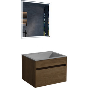 Мебель для ванной Vincea Chiara 60х48 T.Oak, серая раковина