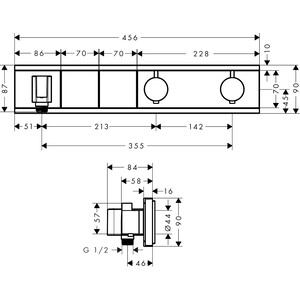 Термостат для ванны Hansgrohe RainSelect на два выхода, для механизма 15310180, хром (15355000)