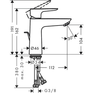 Смеситель для раковины Hansgrohe Talis E с донным клапаном, шлифованный черный хром (71710340)