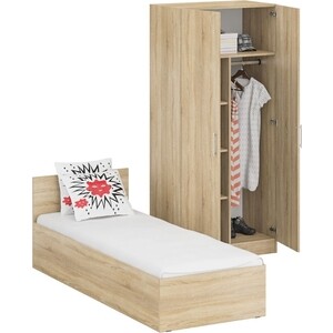 Комплект мебели СВК Стандарт кровать 80х200, шкаф 2-х створчатый 90х52х200, дуб сонома (1024330)