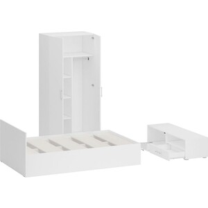 Спальня СВК Стандарт 3-1200 белая/фасады ТВ тумбы белая глянец (1024308)