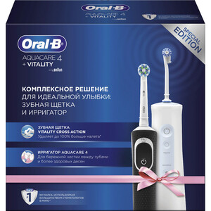 Набор электрических зубных щеток Oral-B Vitality 100 + Aquacare 4 Oxyjet черный/белый