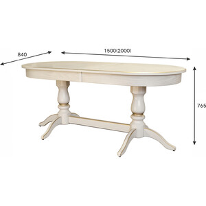 Обеденный стол Мебелик Тарун 3 раздвижной слоновая кость/золото 150/200*84 (П0006382)
