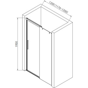 Душевая дверь AQUAme 120х195 прозрачная, хром (AQM4803-12)