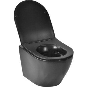 Унитаз подвесной безободковый Selena Circulo с сиденьем микролифт, черный матовый (C001NM)