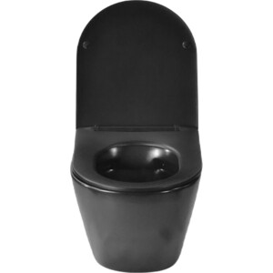 Унитаз подвесной безободковый Selena Circulo с сиденьем микролифт, черный матовый (C001NM)