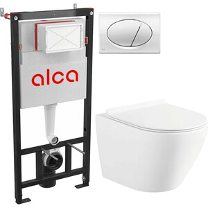 Комплект унитаза Selena Circulo с инсталляцией AlcaPlast, кнопка хром, сиденье микролифт (C001WG/M71)