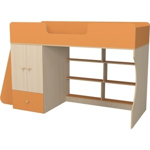 Кровать чердак со шкафом Капризун Капризун 11 (Р445-оранжевый)