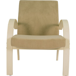Кресло для отдыха Мебелик Денди шпон, Ткань ультра санд, каркас дуб шампань шпон