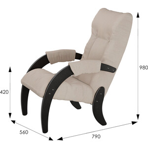 Кресло для отдыха Мебелик Модель 61 Ткань ультра смок, каркас орех антик