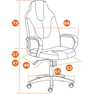 Компьютерное кресло TetChair Кресло NEO 2 (22) кож/зам, черный/синий, 36-6/36-39