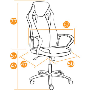 Компьютерное кресло TetChair Кресло RACER GT new кож/зам/ткань, металлик/оранжевый, 36/07