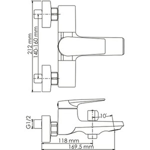Смеситель для ванны Wasserkraft Wiese оружейная сталь (8401)