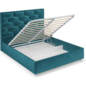 Кровать Mebel Ars Рица 160 см (бархат сине-зеленый STAR VELVET 43 BLACK GREEN)