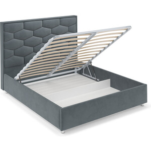 Кровать Mebel Ars Рица 160 см (велюр серо-синий HB-178 26)
