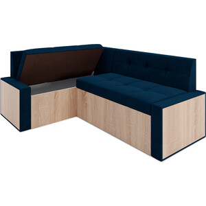 Кухонный диван Mebel Ars Таллин левый угол (темно-синий - Luna 034) 190х83х120 см