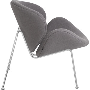 Кресло дизайнерское Dobrin EMILY LMO-72 серая ткань AF7, хромированная сталь