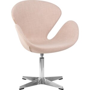 Кресло дизайнерское Dobrin SWAN LMO-69A бежевая ткань IF1, алюминиевое основание