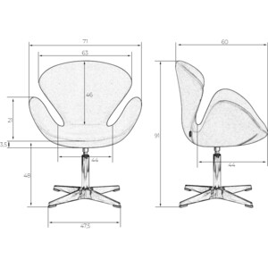 Кресло дизайнерское Dobrin SWAN LMO-69A бордо ткань AF5, золотое основание