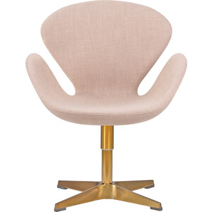 Кресло дизайнерское Dobrin SWAN LMO-69A бежевая ткань IF1, золотое основание