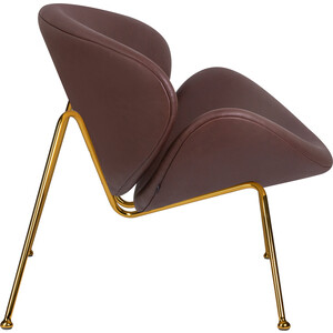 Кресло дизайнерское Dobrin EMILY LMO-72 коричневый винил YP5, золотое основание