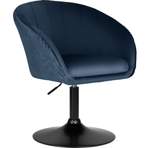 Кресло дизайнерское Dobrin EDISON BLACK LM-8600_BlackBase синий велюр (1922-20)