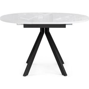Стеклянный стол Woodville Ален 90(120)х90х77 белый / черный