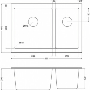 Кухонная мойка EMAR EMQ-2665.PL оникс