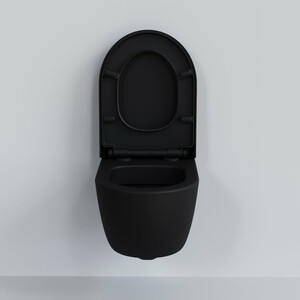 Унитаз подвесной безободковый Ambassador Abner с толстым сиденьем-микролифт, матовый черный (103T20201R, 102T20201)