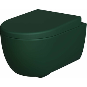Унитаз подвесной безободковый Ambassador Abner с толстым сиденьем-микролифт, матовый зеленый (103T20701R, 102T20701)