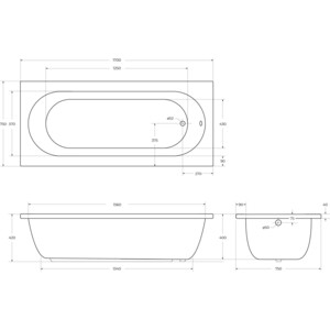 Акриловая ванна Cezares Piave 170x75 с каркасом (PIAVE-170-75-42-W37, EMP-170-75-MF-R)