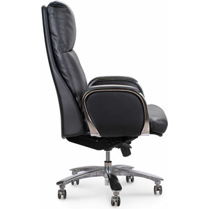 Офисное кресло NORDEN Сенат YS1815A-black черная кожа / синхромеханизм / алюминиевая крестовина и подлокотники