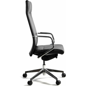 Офисное кресло NORDEN Сиена A1811 black leather черная кожа / алюминий крестовина
