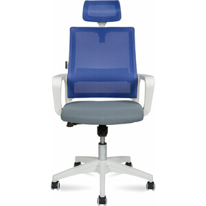 Офисное кресло NORDEN Бит 815AW-AF01-T58 белый пластик / синяя сетка / темно серая ткань